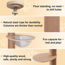 Load image into Gallery viewer, Arbre à Chat, Hauteur 250-275cm, Tour de Jeux pour Chat, Tour à Chat avec Poteaux Sisal, 5 Plateformes, Niche, Hamac, 5 Porteaux à Griffoir (du Sol au Toit)
