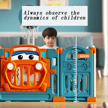 Load image into Gallery viewer, Baby Playpen Foldable Playpen with Basketball Hoop, Plastic Playpen with Door and Toy Board
