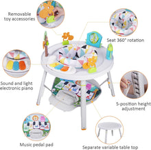 Load image into Gallery viewer, Saltador y Mesa de Actividades 4 en 1 Silla de Comedor Mesa de Juguetes Mesa de Aprendizaje Regulable en Altura Regalo para Bebés