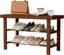 Load image into Gallery viewer, Banco Zapatero con Asiento, Banco Zapatero de bambú, Estable y Robusto, Capacidad de 100 kg para Entrada/Dormitorio/Sala/Balcón