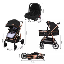 Load image into Gallery viewer, Kinderwagen 3 in 1 Kombikinderwagen Komplettset Buggy Auto-Babyschale