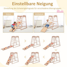 Load image into Gallery viewer, 7-in-1 Multifunctional High Quality Wooden Climbing Frame, Children's Indoor Gym with Slide, Climbing Nets, Climbing Rocks, Gym Rings, Poles, Ladders and Swings, Medium Playgrounds