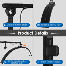 Load image into Gallery viewer, Lámpara Pestañas Media Luna de Pie con Soporte Teléfono, Lampara para Extensiones de Pestañas, Luz de Anillo de Belleza LED Regulable para Salón de Belleza Cuidado de Piel Tatuaje