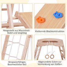 Load image into Gallery viewer, 7-in-1 Multifunctional High Quality Wooden Climbing Frame, Children's Indoor Gym with Slide, Climbing Nets, Climbing Rocks, Gym Rings, Poles, Ladders and Swings, Medium Playgrounds