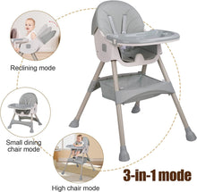 Load image into Gallery viewer, Trona Bebé Ajustable Portatil Trona Convertible 2 en 1 Silla de Comer para Bebés Plegable con Bandeja Extraíble y Cinturón de Seguridad, Almacenable,75x60x91CM