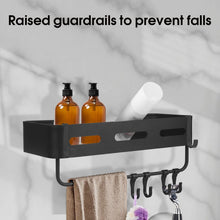 Load image into Gallery viewer, Shower Shelf No Drilling Pack of 2 Shower Basket, Bathroom Shelf Self-Adhesive or Punching, Shower Shelf Black with 5 Adhesive Surfaces and 8 Hooks, Shampoo Holder for Shower