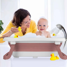 Load image into Gallery viewer, 2-in-1 Multifunctional Baby Bathtub, Large Foldable Baby Bath with Bath Seat, Non-Slip Bathtub with Handles, Baby Sitting Lying Bathtub, Gifts for Toddlers