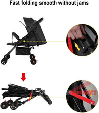 Load image into Gallery viewer, Passeggino per bambini 0-3 anni, 0-25 kg, Passeggino da Viaggio Leggero e Compatto, Reclinabile in 3 posizioni e Pieghevole, Cinture a 5punti