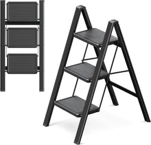 Load image into Gallery viewer, Foldable, Lightweight and Compact Folding Step with Non-Slip Steps, Robust Steel Frame, 150 kg Load Capacity, Portable for Household and Kitchen