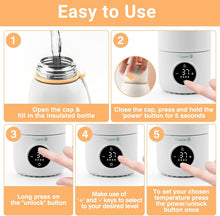 Load image into Gallery viewer, Calentador Recargable de Leche con Dispensador de Fórmula - 17oz/500mL, Rápido Calentamiento, Control Preciso de la Temperatura, Hasta 12 Horas de Calentamiento de Leche con Pantalla LCD