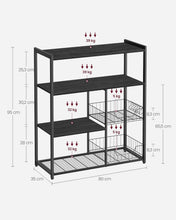 Load image into Gallery viewer, Kitchen Shelf, Standing Shelf with 2 Metal Baskets, Baker's Rack with Hooks and Shelves, Microwave Shelf