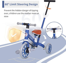 Load image into Gallery viewer, 3-in-1 Tricycle, Tricycle with Push Bar, from 9 Months, Balance Bike and Children's Tricycle, Toddler Bicycle for Boys and Girls, Toddler Tricycle with Parent Sliding Handle, Toddler