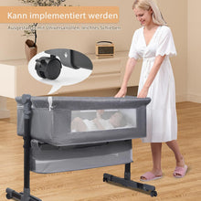 Load image into Gallery viewer, Multifunctional Baby Cot, Baby Rocker, Foldable and Removable Travel Cot, Height Adjustable, Storage Basket with Wheels, with Mosquito Net