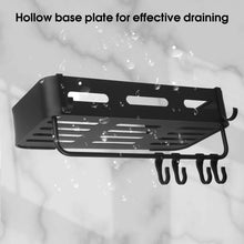 Load image into Gallery viewer, Shower Shelf No Drilling Pack of 2 Shower Basket, Bathroom Shelf Self-Adhesive or Punching, Shower Shelf Black with 5 Adhesive Surfaces and 8 Hooks, Shampoo Holder for Shower