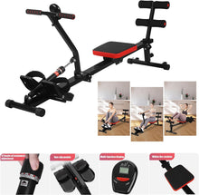 Load image into Gallery viewer, Home Rowing Machine, Foldable Rowing Machine with 12 Resistance Levels, LCD Monitor for Home Training, Max Load 120 kg
