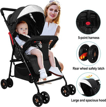 Load image into Gallery viewer, Passeggino per bambini 0-3 anni, 0-25 kg, Passeggino da Viaggio Leggero e Compatto, Reclinabile in 3 posizioni e Pieghevole, Cinture a 5punti