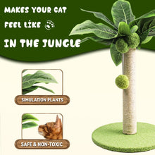 Load image into Gallery viewer, Cat Scratching Post Natural Sisal Rope Scratching Post Standing Scratching Posts 3 Interactive Hanging Balls Standing Scratching Posts with Simulated Trunk and Leaves for Kittens and Cats in the House