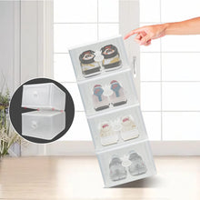 Load image into Gallery viewer, Cajas de Zapatos Plástico Plegable Paquete de 4 Cajas de Almacenaje Organizadores para Zapatos Transparentes Apilable Impermeable 33 * 26.5 * 17.5CM