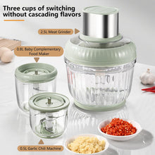 Load image into Gallery viewer, Electric Meat Mincer 400 W, Kitchen Chopper with 2.5 L + 0.8 L + 0.5 L, Multi Chopper with 3 Speed Levels for Meat, Onions, Fruit, Vegetables, Baby Food Supplement Puree