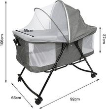 Load image into Gallery viewer, 2-in-1 Baby and Bassinet, Foldable Baby Bed with Wheels, Baby Bed with Mattress and Mosquito Net, Children's Travel Bed for Babies from 1 to 36 Months