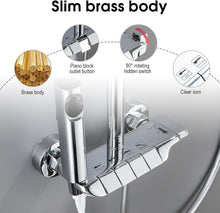 Load image into Gallery viewer, Shower System with Fitting, Shower Set, Shower Fittings 4 Function, with Rain Shower Head, ABS Hand Shower, Shelf