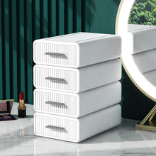 Load image into Gallery viewer, Lot de 4 Boîtes de Rangement Empilables Visible pour le Bureau Systèmes de rangement et les Cosmétiques, Boîte de rangement avec tiroirs visible Caisson individuel