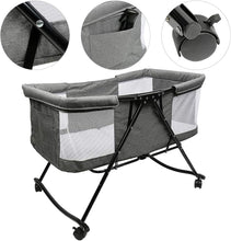 Load image into Gallery viewer, 2-in-1 Baby and Bassinet, Foldable Baby Bed with Wheels, Baby Bed with Mattress and Mosquito Net, Children's Travel Bed for Babies from 1 to 36 Months