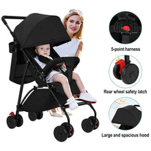 Load image into Gallery viewer, Pushchair, Children's Buggy, Folding with One Hand, Children's Buggy with Reclining Function, Footrests, Breathable Nets and Awnings, Backrest with Hard Cushion, Rear Wheel with Foot Brake