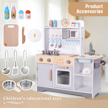 Load image into Gallery viewer, Children's Kitchen for Children Food and Cookware Accessories Children's Kitchen Wooden Chef Pretend Playset for Toddlers with Real Light and Sounds