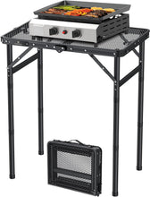 Load image into Gallery viewer, Portable BBQ Table 58 x 40 cm, Camping Table, Outdoor Foldable with 3 Heights, Adjustable (26/48/70 cm), Folding Table with Mesh Desktop, Easy to Assemble, Multifunctional Table for Picnic