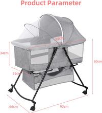 Load image into Gallery viewer, Multifunctional Baby Crib, Baby Cot with Mattress and Mosquito Net, Bed and Cot Mode, Foldable and Easy to Storage, Solid and Safe Structure, Mobile Baby Room Cosleeping