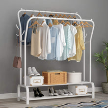 Load image into Gallery viewer, Percheros Burro Independiente Perchero Dobles Varillas Estante de Ropa de Dormitorio Multifuncional 130 × 33 × 125-145 cm