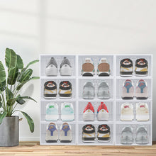 Load image into Gallery viewer, Shoe Boxes, Pack of 12 Transparent Shoe Storage Boxes, Folding Plastic Shoe Boxes,For Shoes, High Heels, Sneakers