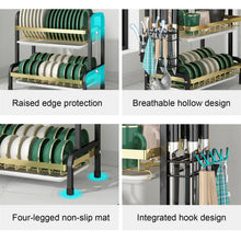 Load image into Gallery viewer, Égouttoir à Vaisselle, Ensemble d'égouttoir à Vaisselle Compact à 2 Niveaux pour la Cuisine, Grand égouttoir à Vaisselle en Acier Inoxydable avec Porte-ustensiles