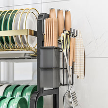 Load image into Gallery viewer, Égouttoir à Vaisselle, Ensemble d'égouttoir à Vaisselle Compact à 2 Niveaux pour la Cuisine, Grand égouttoir à Vaisselle en Acier Inoxydable avec Porte-ustensiles