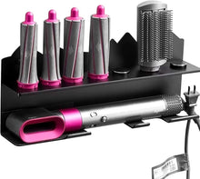 Load image into Gallery viewer, Support Sèche-Cheveux Support monté sur Baguette Compatible pour Dyson Airwrap Styler Bigoudi et 7 Curls Barrels Support Mural Organisateur de Support en Acier Inoxydable