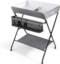 Load image into Gallery viewer, Table à langer Multifonctions Bébé Pliante 3 en 1 avec Ceinture de Sécurité Règle du Plateau Grand Panier de Rangement 76 x 66 x 101,5 cm Supporté 11 kg