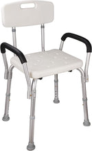 Load image into Gallery viewer, Silla de Ducha Altura Regulable con Respaldo y Reposabrazos Taburete para Baño con Capacidad de 150 kg Taburete de Ducha para Ancianos