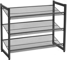 Load image into Gallery viewer, Étagère à Chaussures Métallique 3 Tablettes superposé Angle réglable Montage Facile pour 9 Paires 74 x 30,7 x 62,8 cm (L x l x h) Noire LMR03B