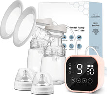 Load image into Gallery viewer, Tire-lait électrique double avec 4 modes et 9 niveaux, pompe à lait rechargeable ultra silencieuse, avec 2 bouteilles de lait