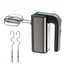 Load image into Gallery viewer, Elektrischer Handmixer Edelstahl 400 W - Handrührer mit 5 Geschwindigkeiten inkl. Turbofunktion Edelstahl - inkl. 2 Knethaken aus Edelstahl – ergonomisches Gehäuse – Thermosicherung