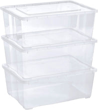 Load image into Gallery viewer, Lot de 3 Boites de Rangement avec Couvercle - 10 L - Caisses empilables en Plastique Transparent - pour vêtements, Chaussures, Jouets, Bricolage
