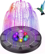 Load image into Gallery viewer, Solar Fountain, 2022 Upgrade, 3.5 W 180 mm, with LED Lights, Built-in 1500 mAh Battery with 6 Fountain Styles, Solar Pond Pump for Garden, Bird Bath, Fish Container
