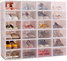 Load image into Gallery viewer, 12 x Cajas de Zapatos Plástico, Caja Guardar Zapatos, Calcetines, Juguetes, Cinturones para la Organización de Hogar, Oficina, Plegable, 31cm*21cm*12cm (Blanco, 12)