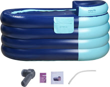 Load image into Gallery viewer, Baignoire Pliable Gonflable sans Fil pour Adulte, Antidérapant Piscine en PVC pour Enfants, Qualité supérieure, Bleu