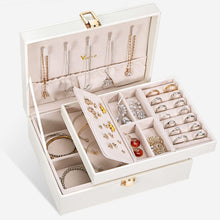 Load image into Gallery viewer, Boîte à Bijoux pour Femme filles,Coffret à Bijoux avec 2 Niveaux Boite Portable et Présentoirs, Organisateur à bijoux Rangement pour Bagues Boucles D'oreilles Colliers Bracelets,Blanc