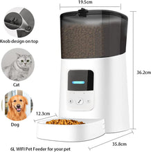 Load image into Gallery viewer, Distributeur Croquettes Chat Automatique, WiFi 6L Distributeur Automatique de Nourriture pour Chien, APP Contrôler Mangeoire Automatique, 10 Secondes D'enregistrement, Nourrir Régulièrement