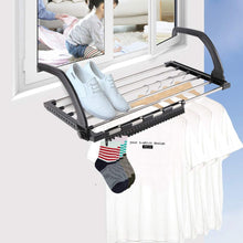 Load image into Gallery viewer, Séchoirs à Linge Pliable étendoir Balcon en Acier Inoxydable accrocher sur radiateur fenêtre Bain pour étendre sécher lessive vêtements mouillées(67 * 32 cm)