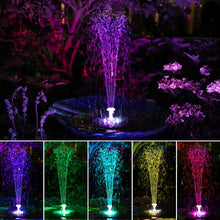 Load image into Gallery viewer, Solar Fountain, 2022 Upgrade, 3.5 W 180 mm, with LED Lights, Built-in 1500 mAh Battery with 6 Fountain Styles, Solar Pond Pump for Garden, Bird Bath, Fish Container