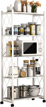 Load image into Gallery viewer, Faltbares Aufbewahrungsregal mit Rädern, Multifunktionales Metallregal, für Wohnzimmer, Küche, Duschzimmer, Garderobe, Schlafzimmer